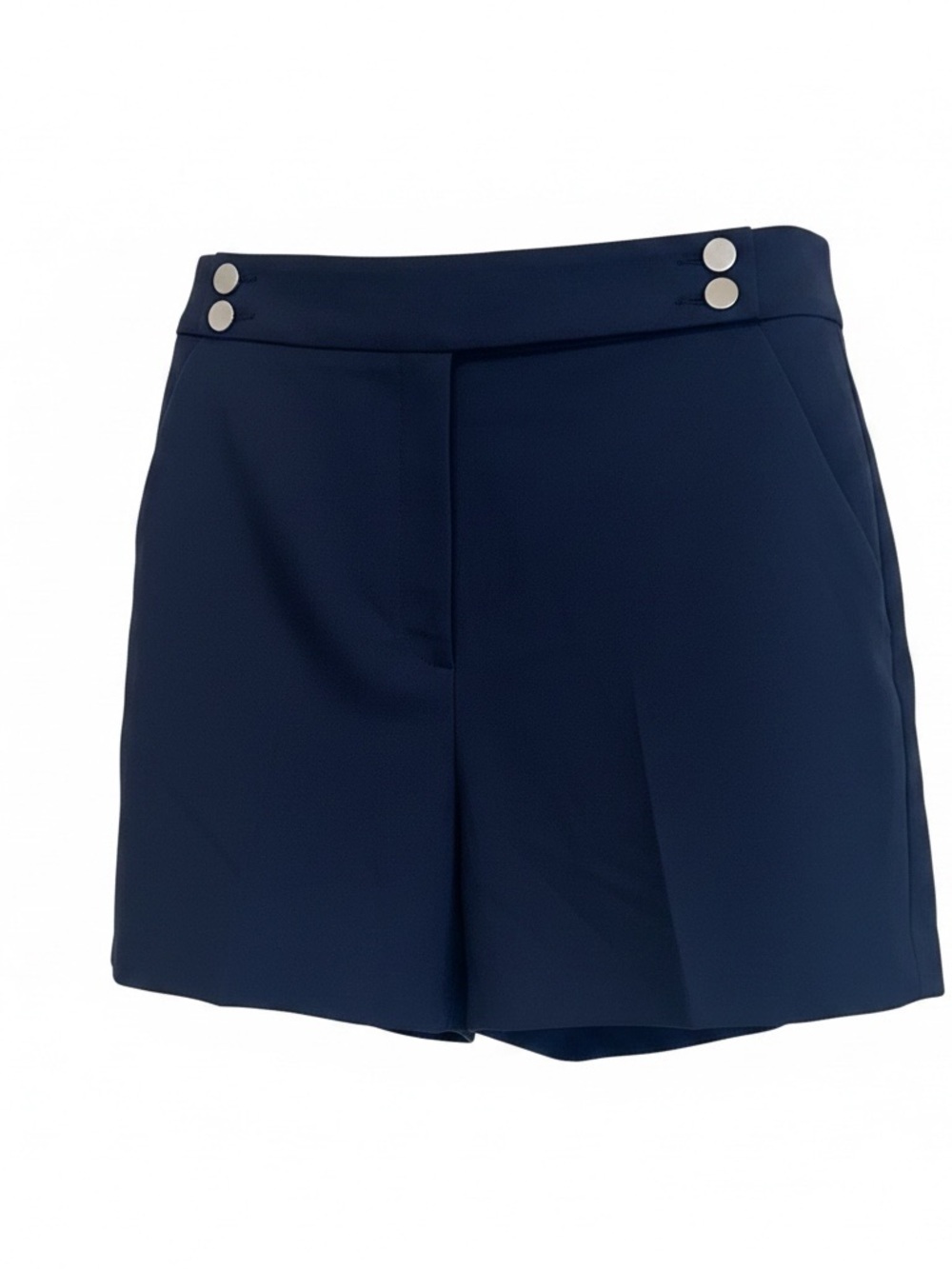 H&M Dark Blue High-Waist Tailored Shorts with Silver Buttons
